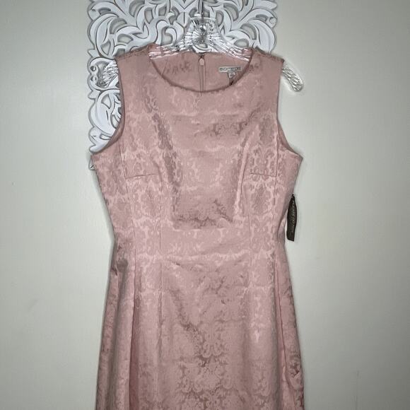 EVA MENDES New York & Co size 10 Sleeveless Damask DRESS Lined Stretch PINK NWT - Picture 2 of 16